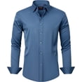 thumbnail image 1 of J.VER Camisas de vestir para hombre, camisa formal de manga larga, elástica, sin arrugas, informal, con botones, 1 of 4
