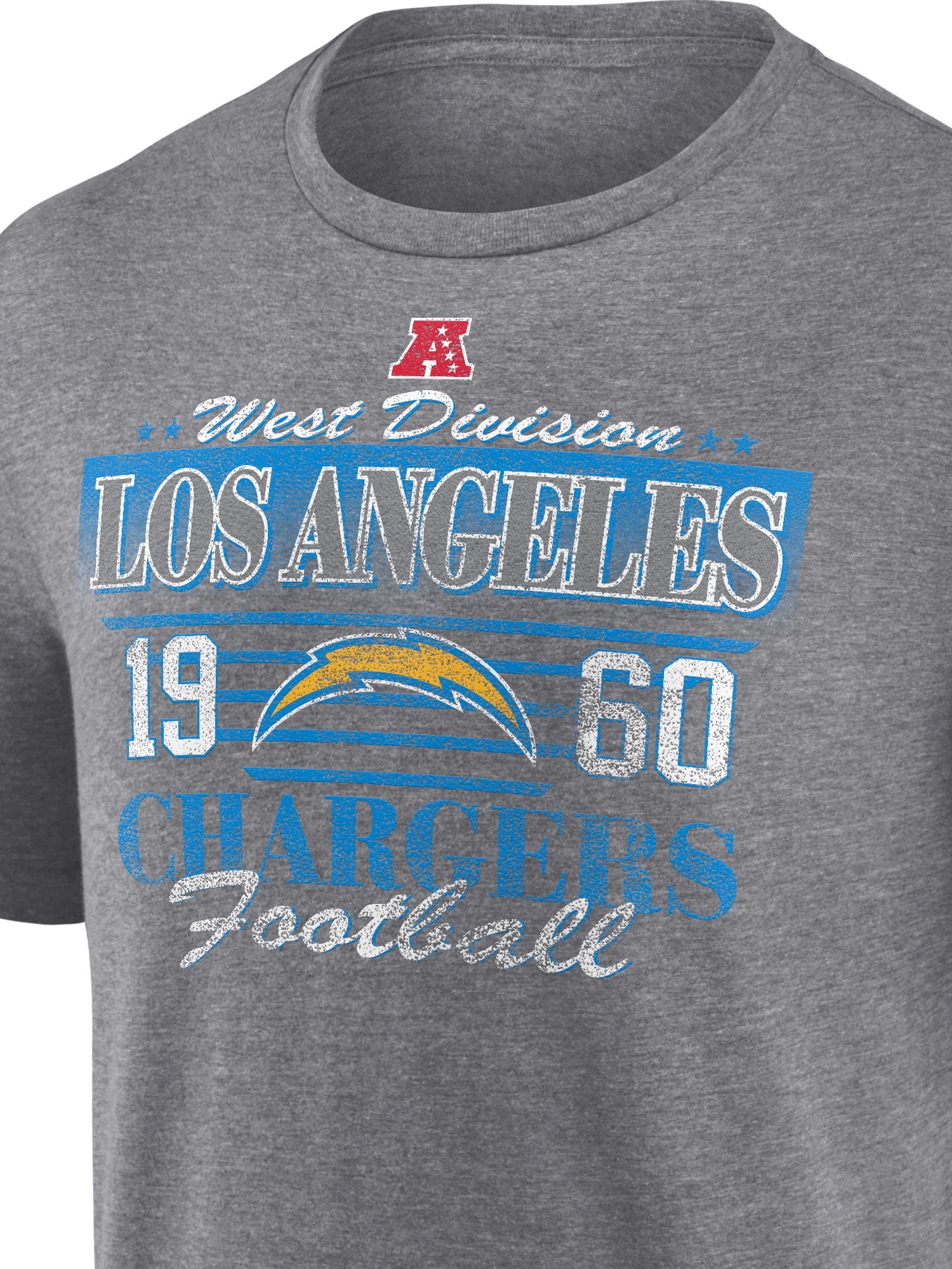 NFL Los Angeles Chargers Men's Synthetic Gray Heather Short Sleeve T-Shirt