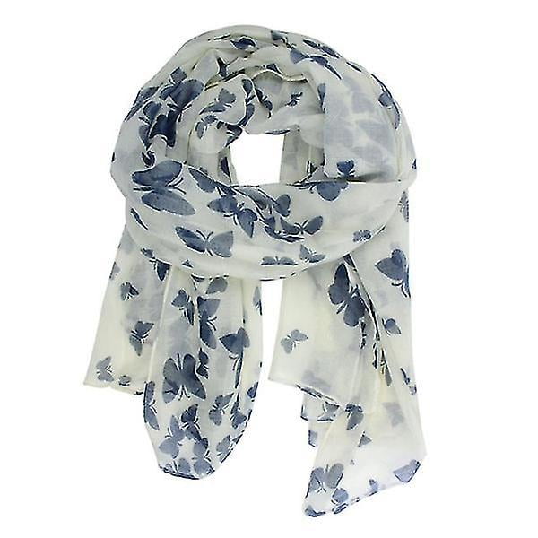 180 * 100 cm Moda Todo-fósforo Mujeres Niñas Impreso Bufanda larga de gasa Silenciador Chal Wrap (blanco)