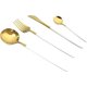 thumbnail image 2 of Zhuge Juego de cubiertos de 24 piezas: juego de cubiertos reutilizables de acero inoxidable con tenedores(juego de 6, mango blanco y dorado), 2 of 5
