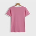thumbnail image 4 of Delayuji T Shirt Blouse Short Print Sleeve O Neck Loose Fashion Pullover Casual Women Top Women's Blouse Pink M Polyester-Cotton Blend Short Sleeve Shirts for Women, 4 of 7