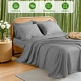 thumbnail image 5 of Sonoro Kate 100% Organic Luxurious Bamboo Sheets, King Sheet Set 6-Piece with 16" Deep Pocket, Silky Smooth Luxury Bed Sheets, Gray, 5 of 8