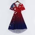 thumbnail image 5 of Elowen American 250th Anniversary Dresses for Women V-Neck Short-Sleeve Printed Casual Summer Dress Blue L, 5 of 6
