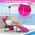 thumbnail image 6 of Costway Folding Chaise Lounge Chair with Comfortable Headrest, Easy Folding Design for Lawn Pink, 6 of 9