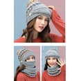 thumbnail image 6 of GRNSHTS Fleece Lined Winter Hats for Women Knit Beanie Hat Scarf Mask Set Warm Soft Slouchy Skull Cap with Pom Pom (Grey), 6 of 6