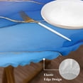 thumbnail image 4 of Abstract Marble Texture Round Fitted Table Cover Blue Pink Gradient Gold Crack Art Waterproof Table Cloth with Elastic Edge Wipeable Tablecloth for Picnic Camping Party Fits 45"-54" Diameter, 4 of 8