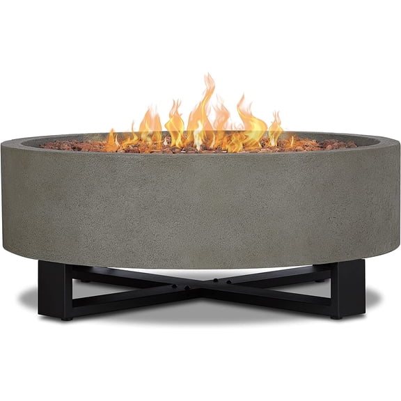 Real Flame Idledale 40" Round Concrete Propane Fire Pit in Glacier Gray