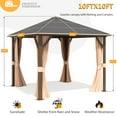 thumbnail image 4 of Sunmthink 10x10 ft. Hardtop Gazebo, Aluminum Frame and Polycarbonate Permanent Pavilion for Garden, Patio, Backyards, Brown, 4 of 7