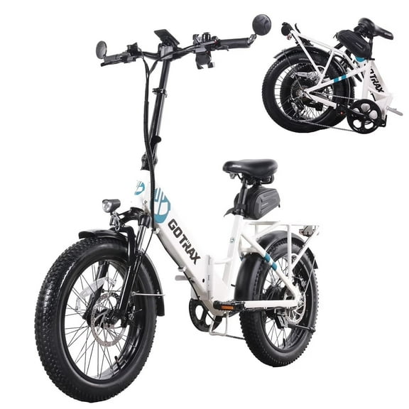 Gotrax R2V2 20" Foldable Electric Bike, 500W Motor, 32 KPH Top Speed, 64 KM Range, 3.0" Fat Tires, Commuter eBike, White