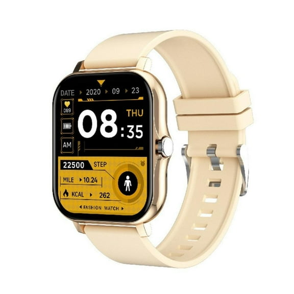 Smartwatch with Bluetooth Calls, Heart Rate Monitor, 100  Sports Modes – 7-Day Battery(Gold)