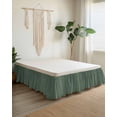 thumbnail image 2 of Teal Striped Wrap Around Bed Skirts for Queen Bed 18" Drop,Bed Skirt with Adjustable Elastic Belt Dust Ruffle Bed Valance for Bedroom Hotel Turquoise Modern Abstract Art Aesthetics Bed Frame Cover, 2 of 7