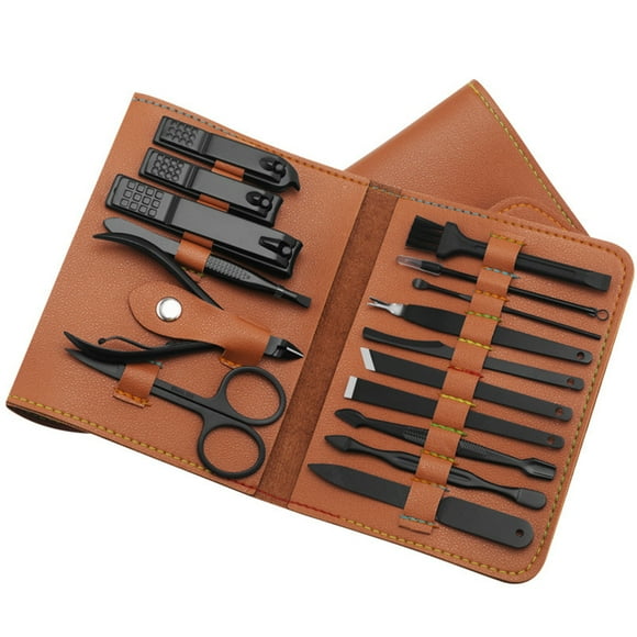 Amdohai 16pcs/set Nail Cutter Trimmer Ear Pick Grooming Kit Manicure Set Pedicure Toe Nail Art Tools Set Kits with Bag