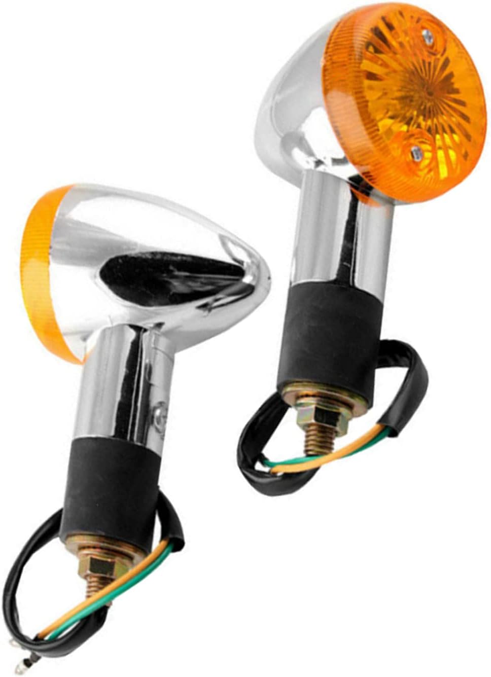 ALL-CARB 2 Pack Motorcycle Front Rear turn Signal Blinker Indicator Light Replacement for Honda Yamaha Kawasaki Suzuki Amber Chrome
