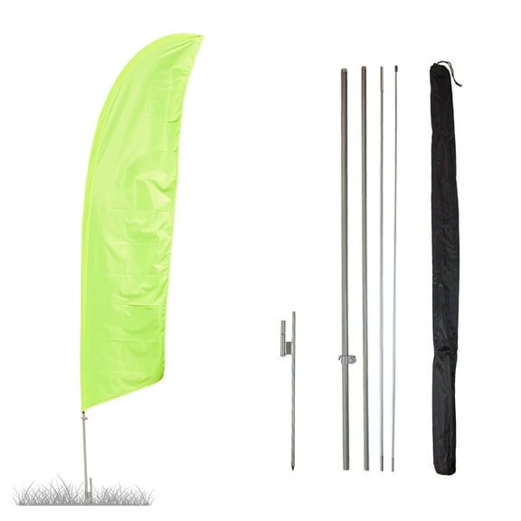 Vispronet - Neon Yellow Solid Feather Flag Kit - 13.5ft Knitted Polyester Swooper Flag with Pole Set and Ground Spike - Dyed in The USA