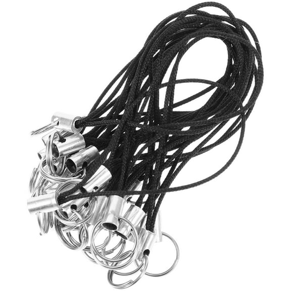 Soimiss 100Pcs Cellphone Charm Strap Nylon Keychain Black for Hanging Keys