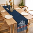 thumbnail image 3 of Table Runner 90 Inches Long for Kitchen Dining, Navy Blue Coastal Dresser Scarf Farmhouse, Dining Table Decorations for Wedding/Parties, Nautical Ocean Sea Abstract Art 13 x 90 In, 3 of 8