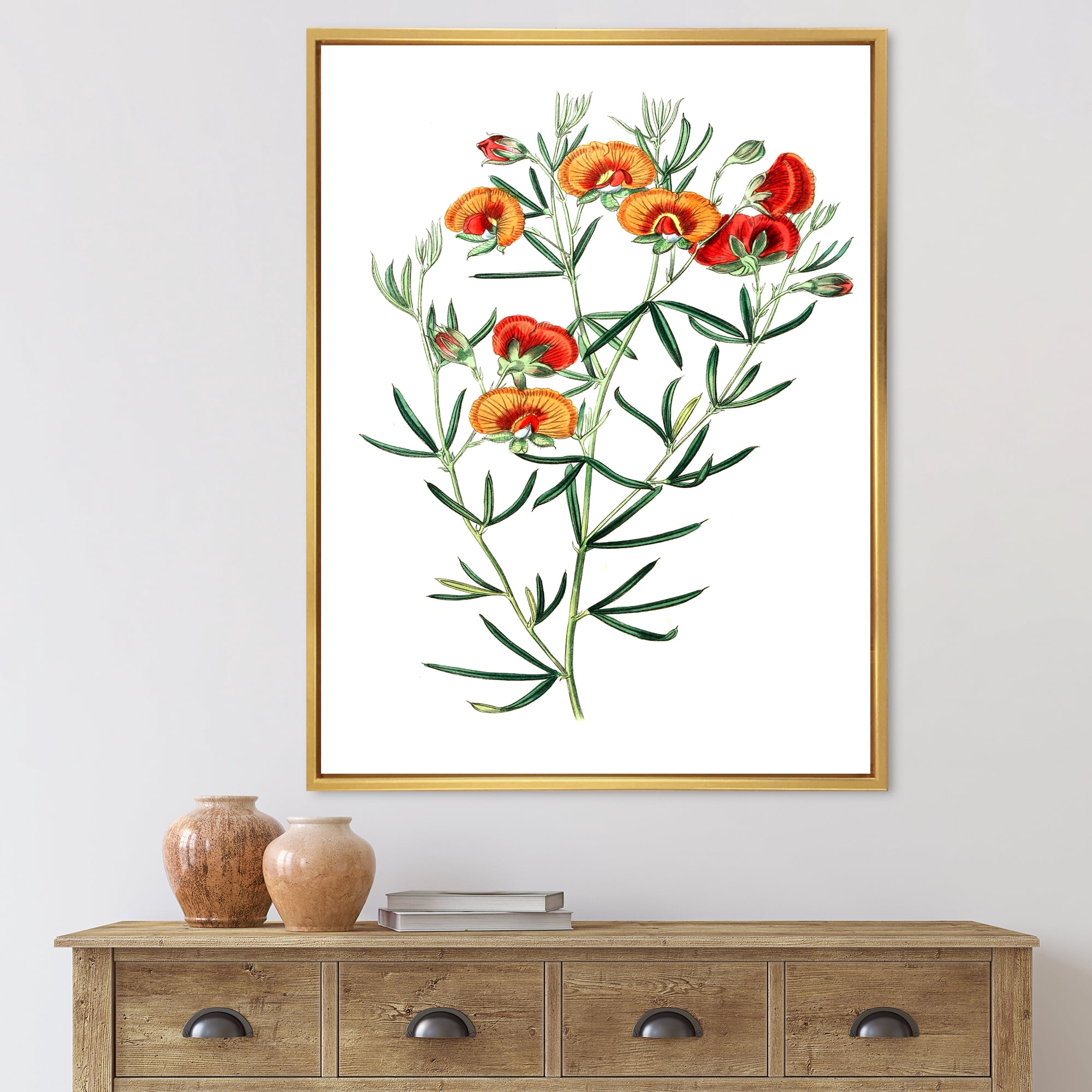 Designart 'Ancient American Flora VIII' Traditional Framed Canvas Wall Art Print
