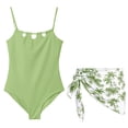 thumbnail image 5 of HAJWOH Girls Swimsuit Adjustable Straps Cut Out One Piece Bathing Suits with Tropical Print Cover-Up Skirt Beachwear Swimwear 4-16Y, 5 of 6