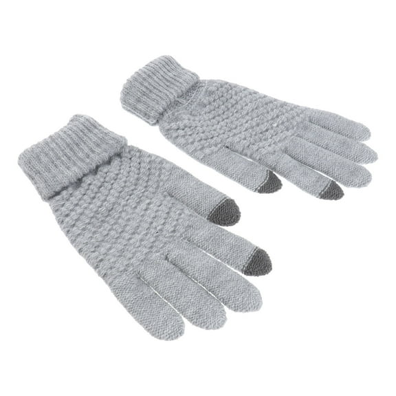 WHAMVOX 1 Pair Knitted Gloves for Devices Woolen Yarn Grey Men Women Winter Use