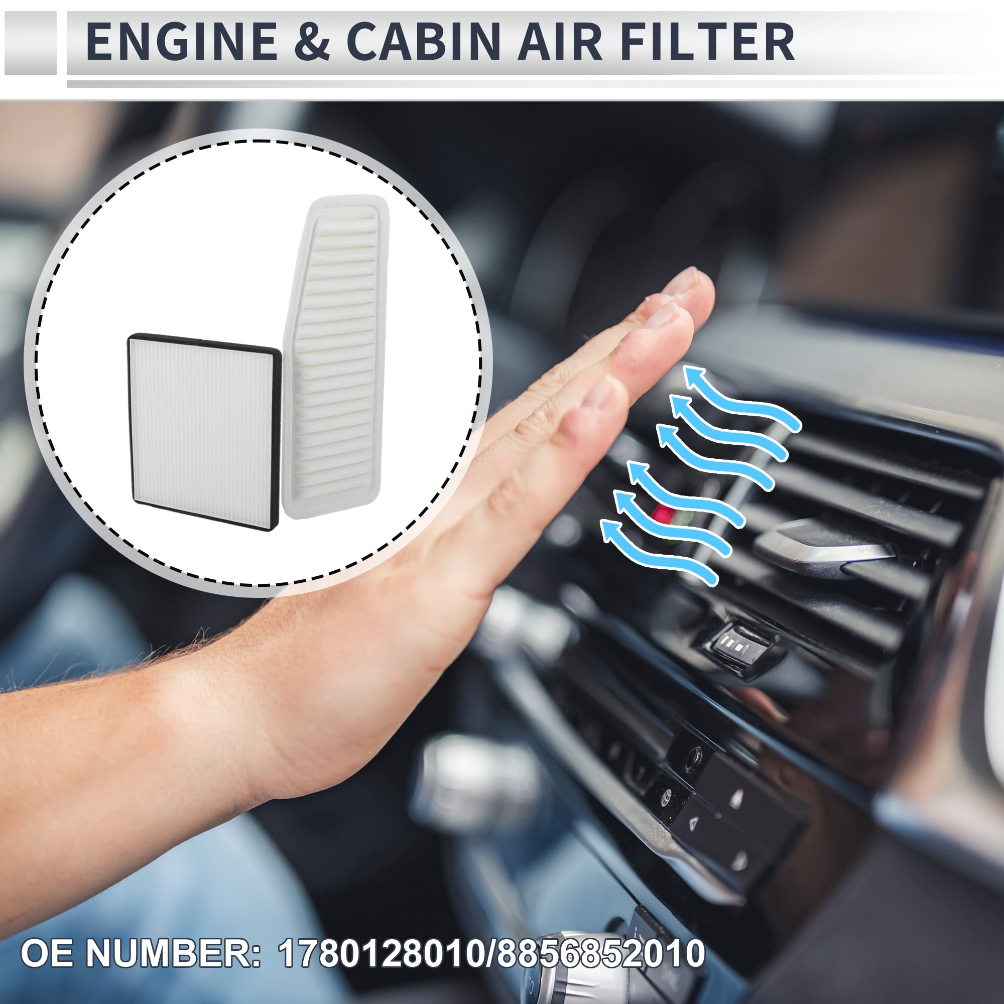 Unique Bargains Engine Cabin Air Filter Combo Set for Toyota RAV4 2.4L 2001-2005