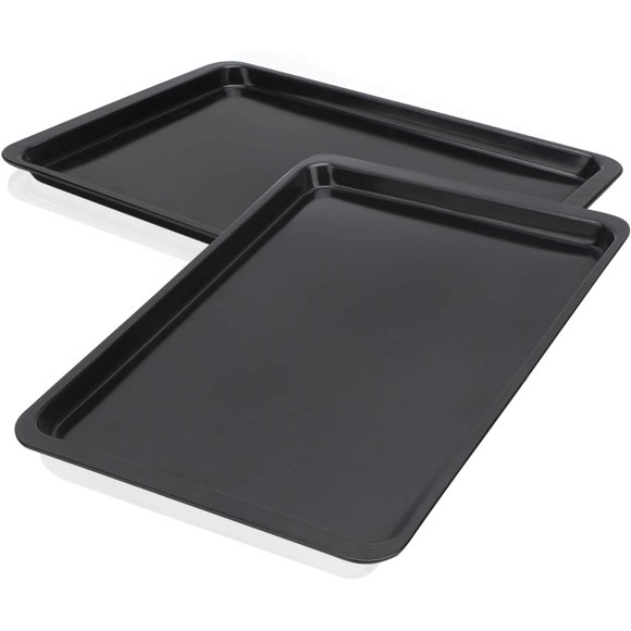 Baking Sheet 10x14 Inch, 2 Pack Cookie Sheet Set Nonstick Carbon Steel Oven Baking Pans Sheet Pans Baking Tray Rimmed Baking Sheets Black