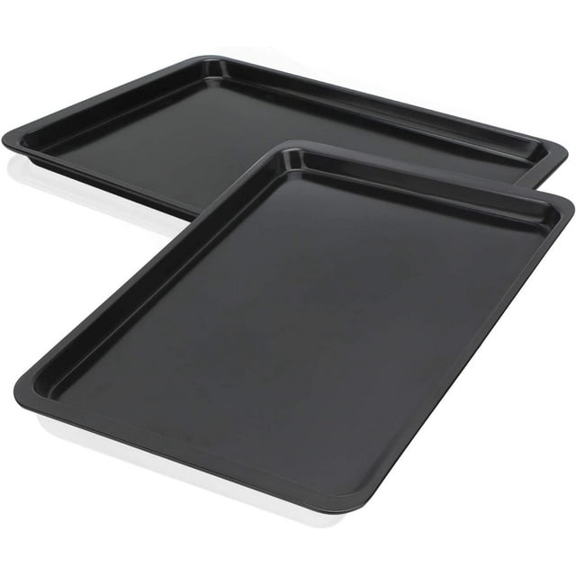 Baking Sheet 10x14 Inch, 2 Pack Cookie Sheet Set Nonstick Carbon Steel Oven Baking Pans Sheet Pans Baking Tray Rimmed Baking Sheets Black