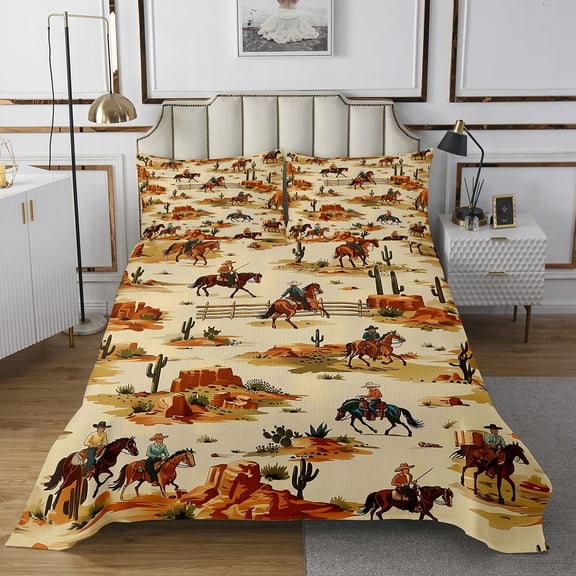 Erosebridal Western Cowboy Coverlet Set Queen, Rustic Farmhouse Bedding Set, Lightweight