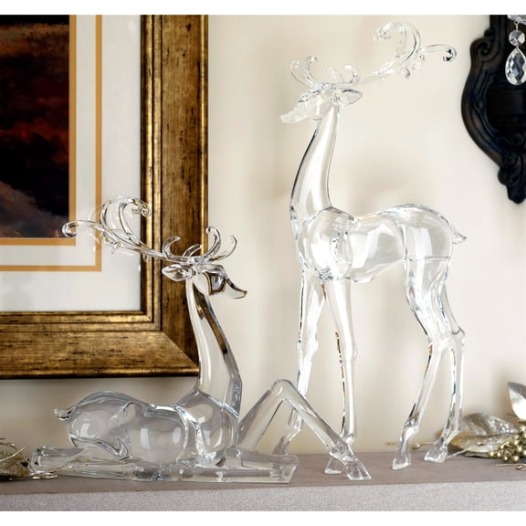 Melrose Deer Acrylic Christmas Figurines - 17.75" - Set of 2