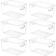 thumbnail image 1 of Paquete de 6 contenedores transparentes para organizar la despensa, contenedores de plástico con asa para cocina, congelador, armario, armario, baño, almacenamiento debajo del fregadero, 1 of 7