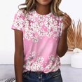 thumbnail image 2 of Dyegold T Shirts For Women Loose Fit Short Sleeve Round Neck Floral Print Graphic Tee Tops Summer Casual Vintage Blouses, 2 of 4