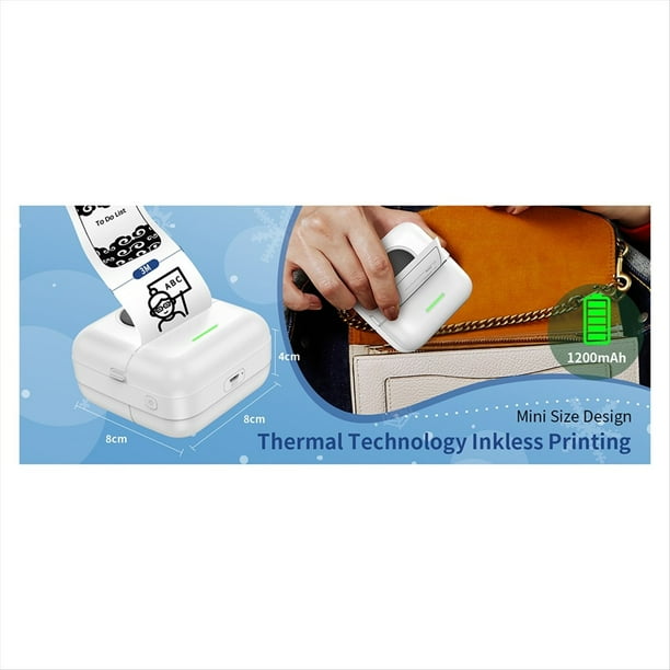 Mini Impresora Térmica X5 Impresora de Bolsillo Bluetooth Impresora de Pegatinas Portátil Sin Tinta para Estudios, Notas, Imágenes y Fotografías