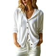 thumbnail image 4 of Lixiuxyad ‌Women's Hooded Cardigan Oversized Long Sleeve Button-Front Knit Cardigan,White, 4 of 6