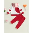 thumbnail image 5 of Toddler Baby Boys Valentine's Day Clothing Sets 0 6 12 18 24 Months 2T 3T Heart Print Long Sleeve Hooded Sweatshirt Ribbed Long Pants Outfits, 5 of 9