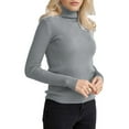 thumbnail image 2 of Suéteres Acanalados para Mujer, Lindos Suéteres de Punto de Cuello Alto, Ajustados y Cálidos Gris un Tamaño, 2 of 9