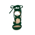 thumbnail image 6 of BLISSFUL STEP Women's Open Toe Crisscross Lace Up Block Heel Sandals Green 7, 6 of 7