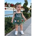thumbnail image 6 of RUINIXCW Newborn Baby Girl My First Christmas Outfit Xmas Romper Dress Infant Girl Strap Sleeveless Smocked Patchwork Tulle Tutu Dress Headband, 6 of 10