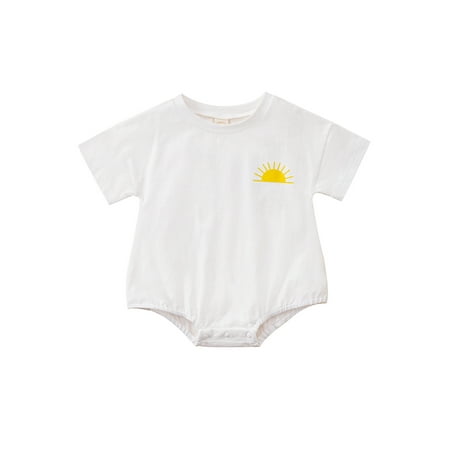 

Qtinghua Newborn Baby Girls Boys Oversized Romper Sun Print Short Sleeve Bodysuit Jumpsuit Summer Clothes