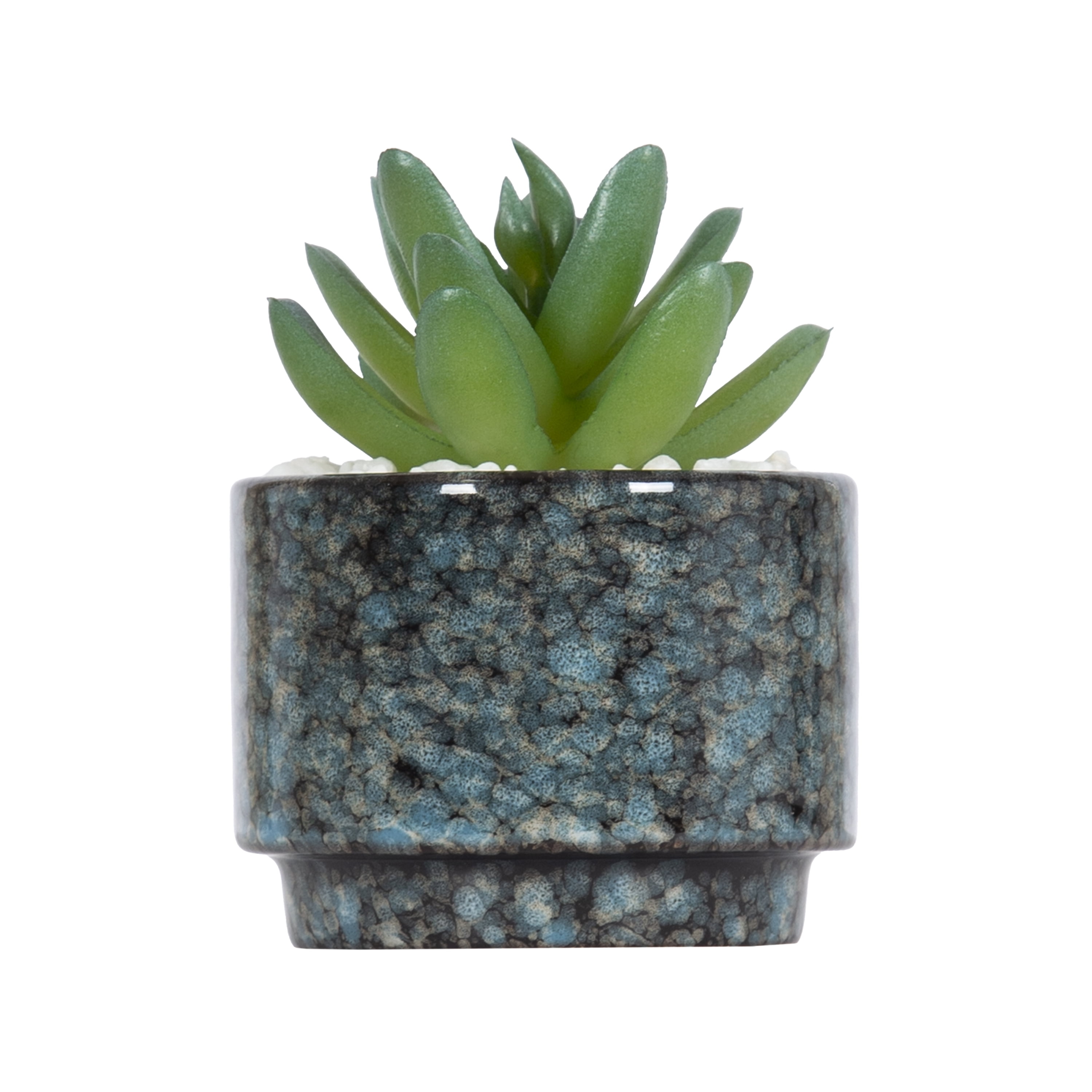 (4 pack) Mainstays 3.9" Artificial Crassula Ovata Succulent Plant in Teal Ceramic Pot