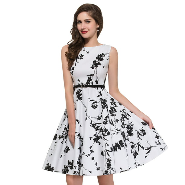 Womens Vintage 1950's Sleeveless Floral Rockabilly Cocktail Swing Dresses  with Belt - Walmart.com
