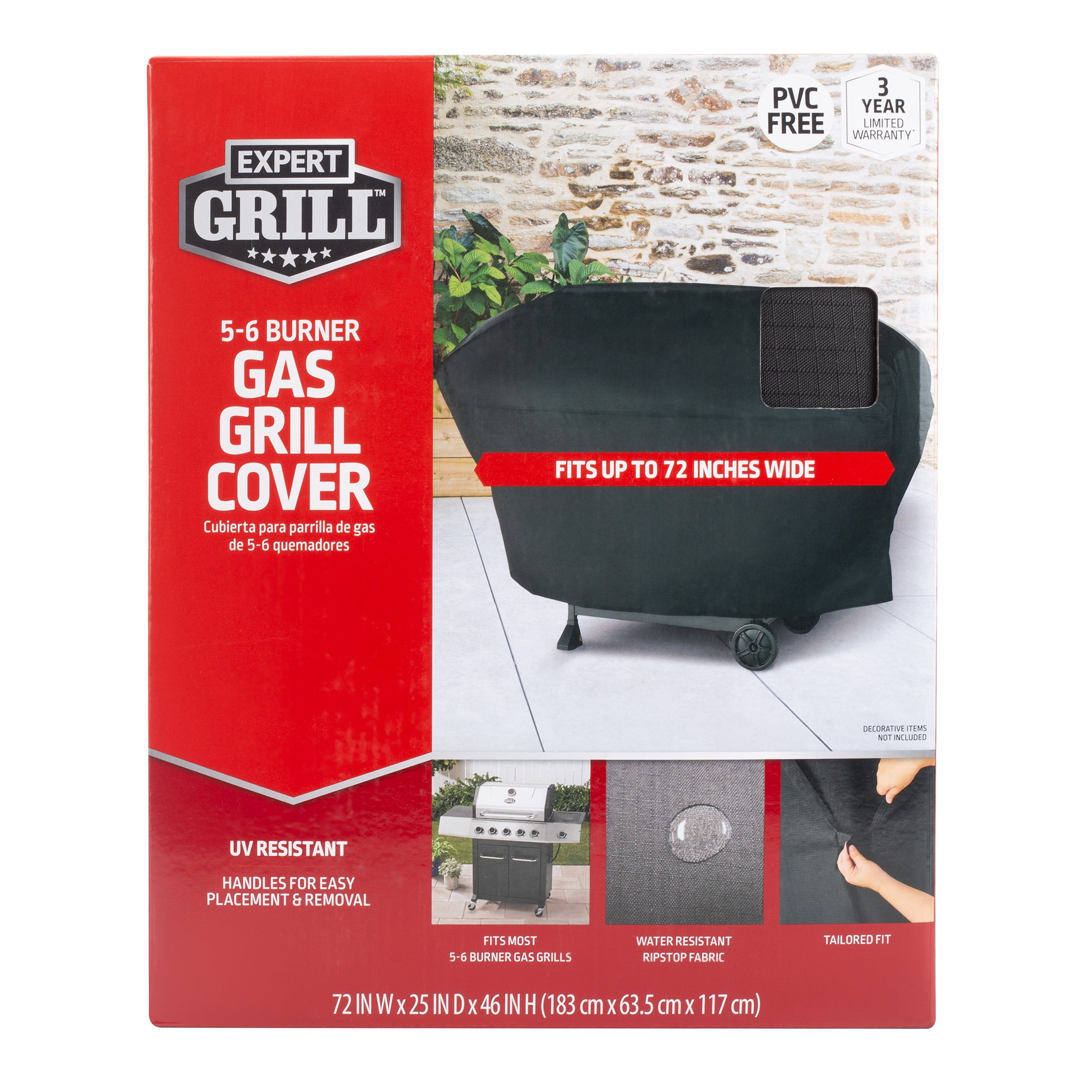 Expert Grill 72inch Heavy Duty 5-6 Burner Gas Grill Cover,Black