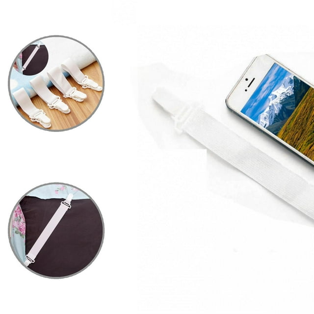 4Pcs Bed Sheet Holder Adjustable Length Elastic Nylon Bed Sheet Clips Straps Sheet Holder Mattress Clips for Bedroom