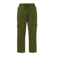 thumbnail image 6 of Nestiefly Cargo Sweatpants for Men Straight Wide Leg Baggy Pants High Rise Elastic Jogger Sweatpant Stretch Trouser with Pockets Z-Army Green 2XL, 6 of 8