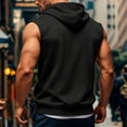 thumbnail image 5 of HBGVBA Men's Hoodie Tank Tops,Solid Color Muscle Blouse,Sleeveless Hooded Half Zip Pullover with Big Pocket Hoodie Top, 5 of 5