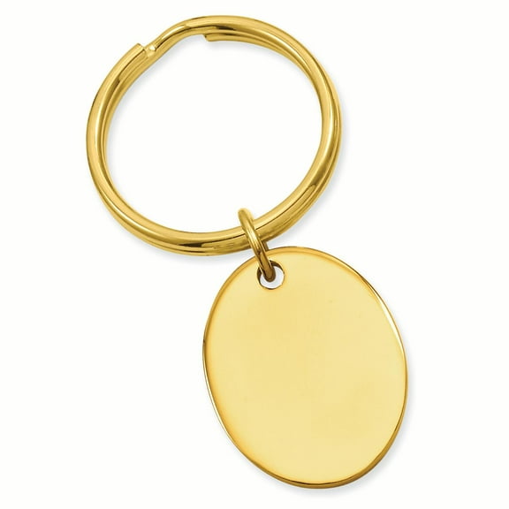 Gold-plated Kelly Waters Polished Oval Key Ring GL8691