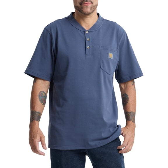 Kecols Loose Fit Thick Work T-Shirts for Men Short Sleeve Pocket Henley Workwear Shirts (Tall & Regular)(Dark Blue,XL,)