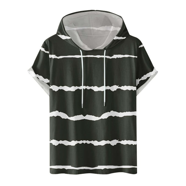 Pantalones Cortos Casuales para Hombre Impresión Digital Pullover Camiseta con Capucha Deportiva de Fitness, Blusa de Cuello Redondo de Poliéster para Al Aire Libre, Diaria Y Toda la Temporada