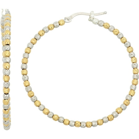 Giuliano Mameli 14kt Gold- and Rhodium-Plated Sterling Silver 40mm DC Beaded Hoop Earrings