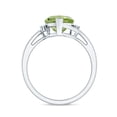 thumbnail image 2 of Rosec Jewels Natural Peridot Heart Engagement Ring 2 Carat (8 mm, AAA Grade) - Womens Peridot Diamond Ring with Bypass Shank, 10K White Gold, US 10.50, 2 of 8