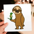 thumbnail image 6 of 3drose, Funny Cute Sloth Holding Iguana Cartoon, 1 Greeting Card with Envelope, 6 of 6