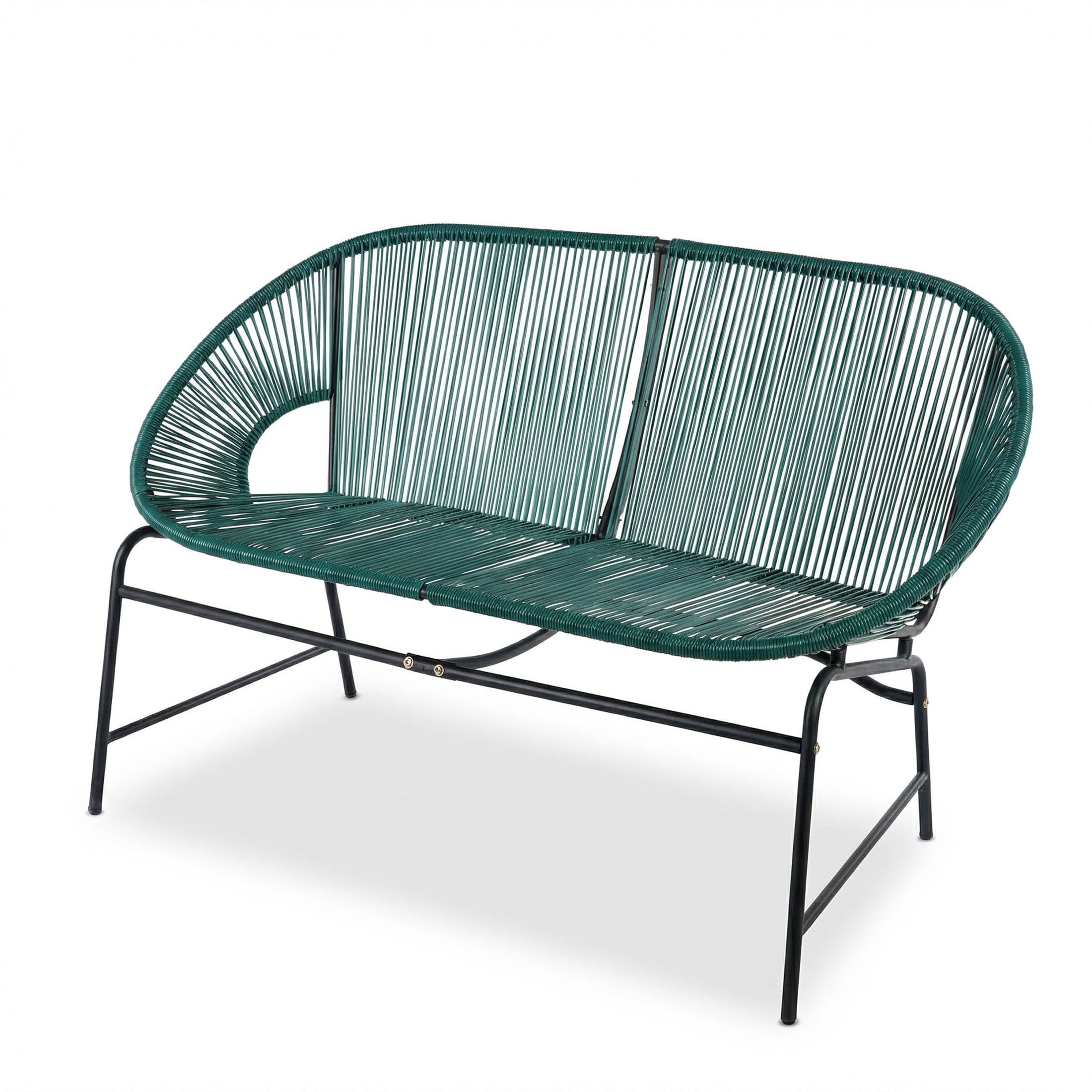Christopher Knight Home Outdoor Patio Basket Loveseat, Hammock Weave Design, Metal Frame, Teal